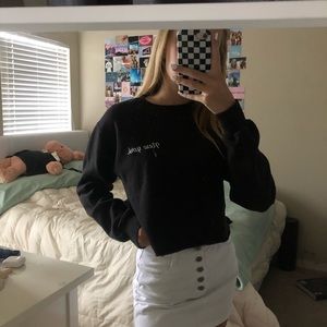 black cropped crew neck